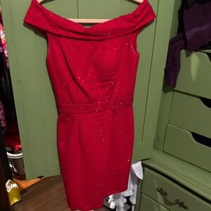 Sherri Hill Red Strapless Sheath Cocktail Dress